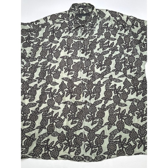 Basic Elements XL Button Up 100% Silk Shirt Floral Print Short Sleeve Menswear - Picture 1 of 6